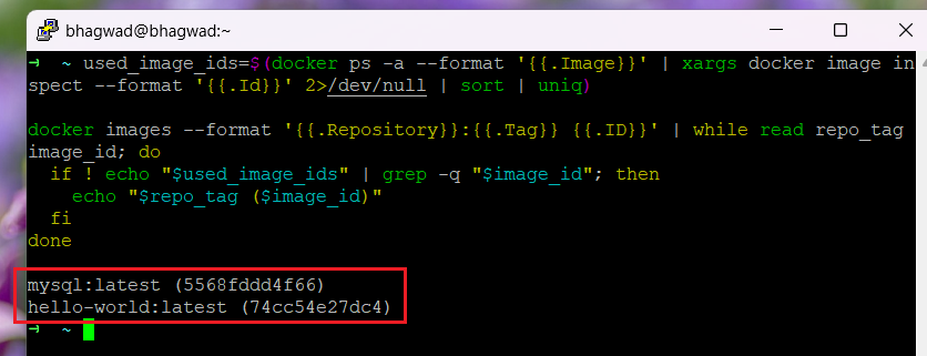 Unused but Tagged Docker Images