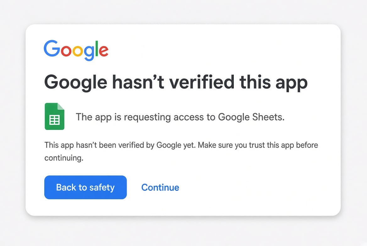 Google OAuth warning that the app has not been verified