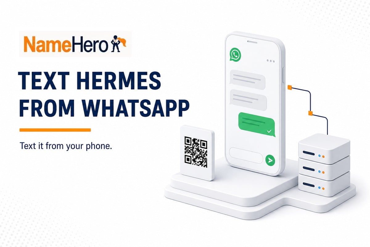 Text Hermes from WhatsApp. Scan a QR and message it from your phone.