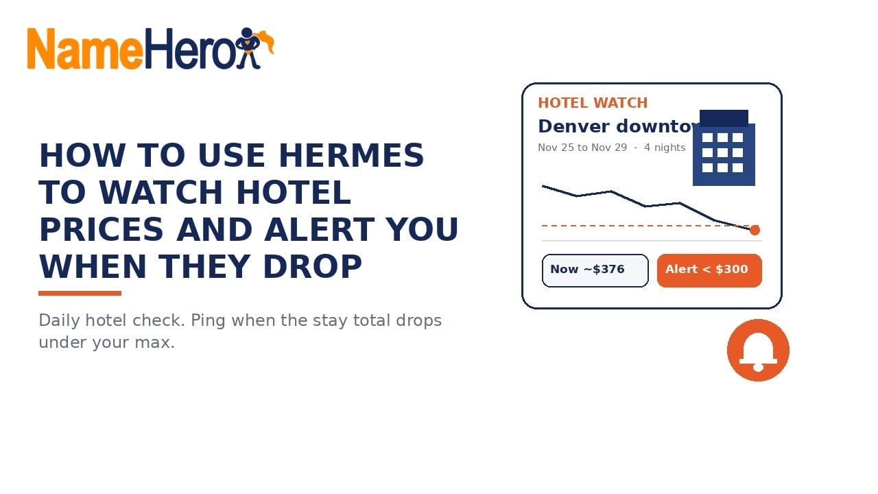 NameHero branded cover: How To Use Hermes To Watch Hotel Prices And Alert You When They Drop