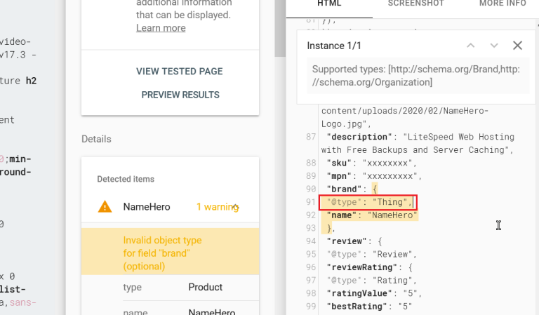 How To Fix The Invalid Object Type For Brand In Schema - NameHero® Blog